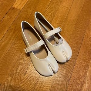 Tabi Mary Jane flat slip ons in beige